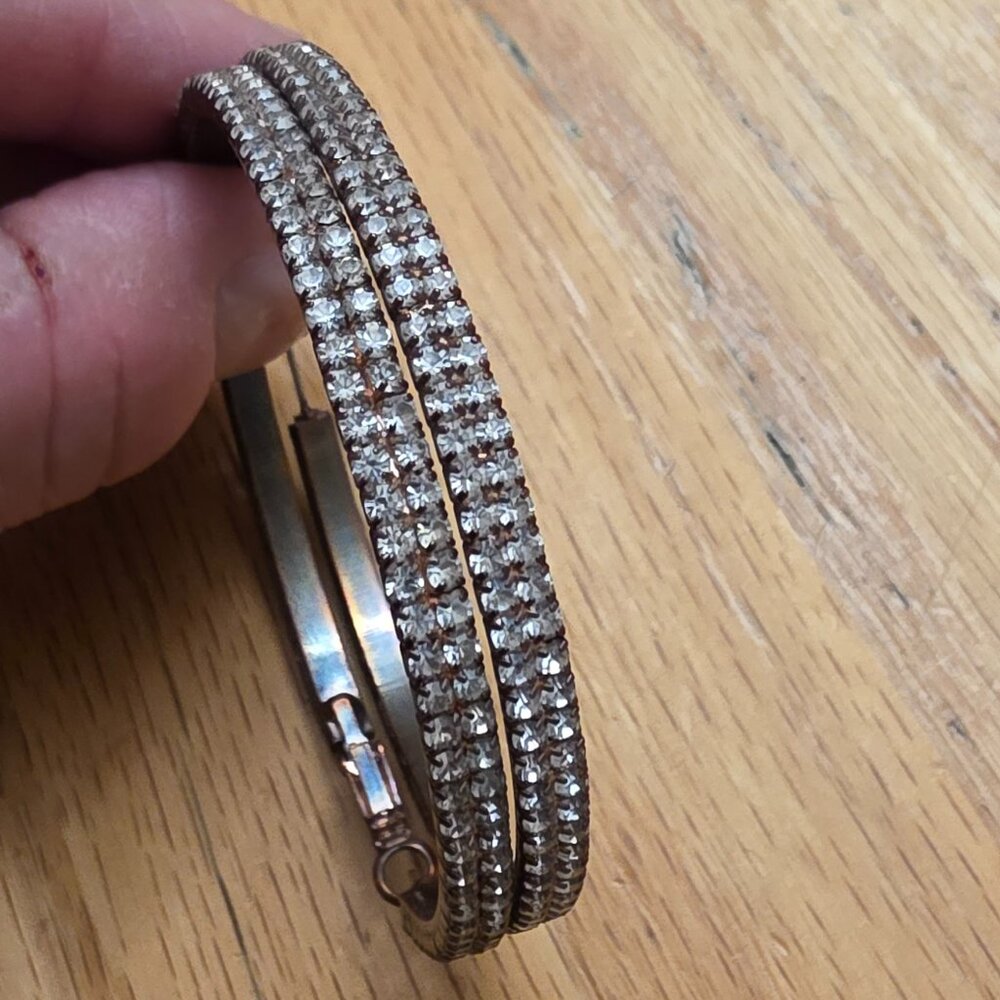 Etsy Silver Toned Oversized Rhinestone Hoops - Picture 9 of 16